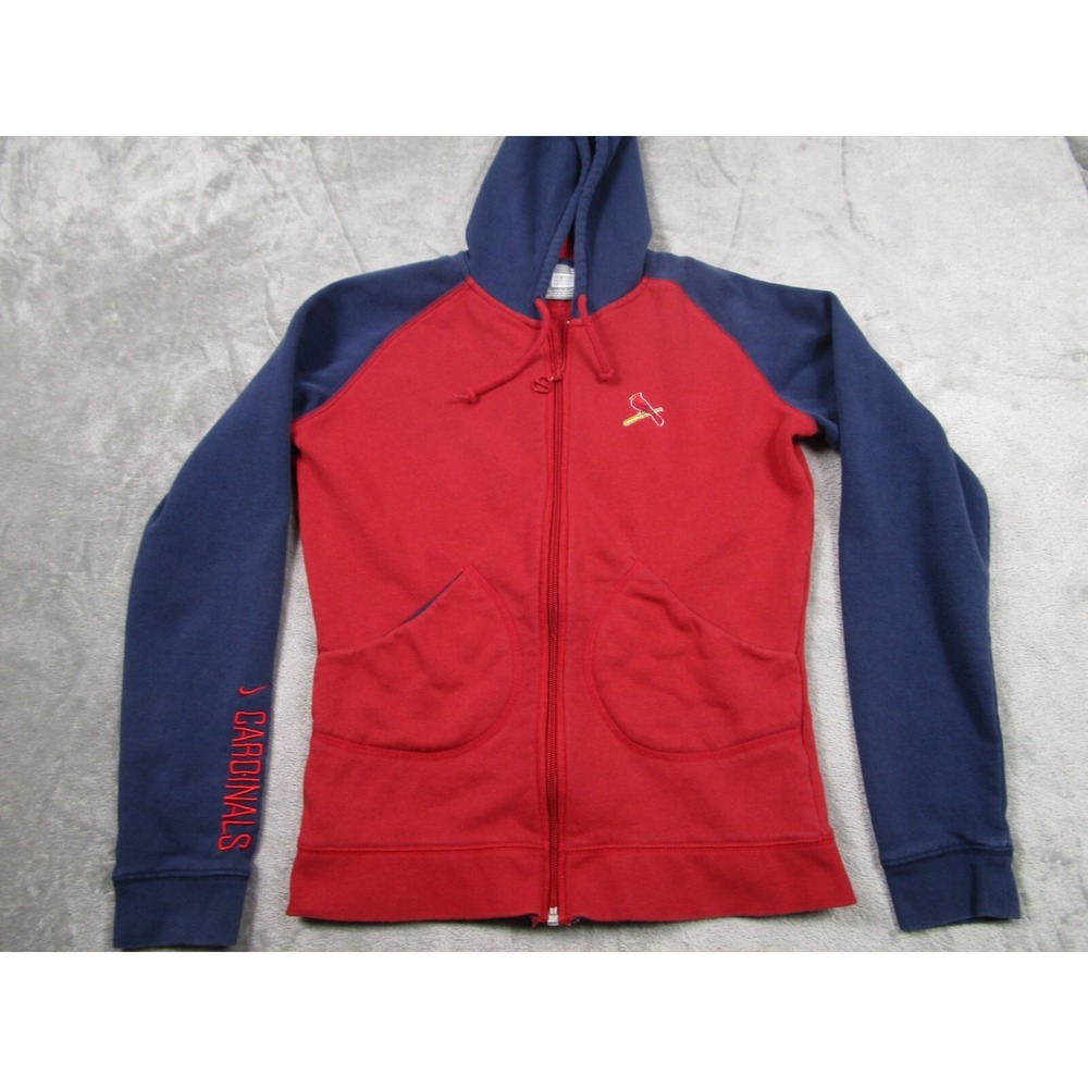 St. Louis‎ Cardinals Jacket Womens Small Red Hooded Nike Full Zip Pockets MLB